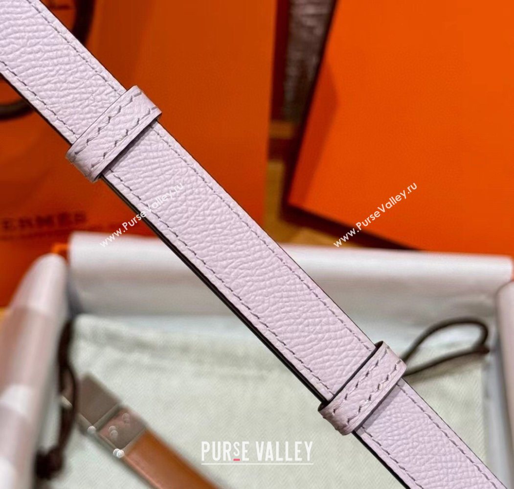 Hermes Womens Rivale Belt 1.8cm with Two Medor Studs and Ring Buckle Pink/Silver 2025 (99-250725035)