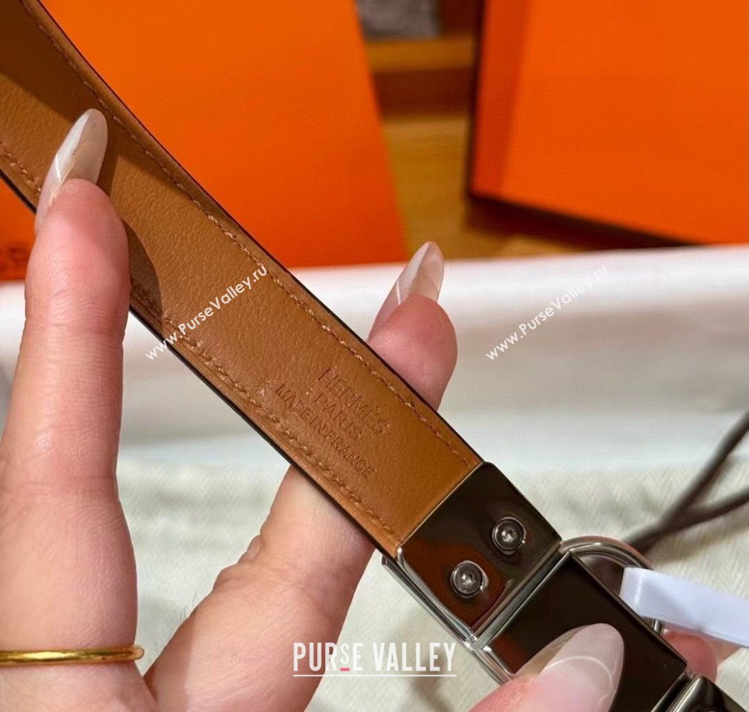 Hermes Womens Rivale Belt 1.8cm with Two Medor Studs and Ring Buckle Pink/Silver 2025 (99-250725035)