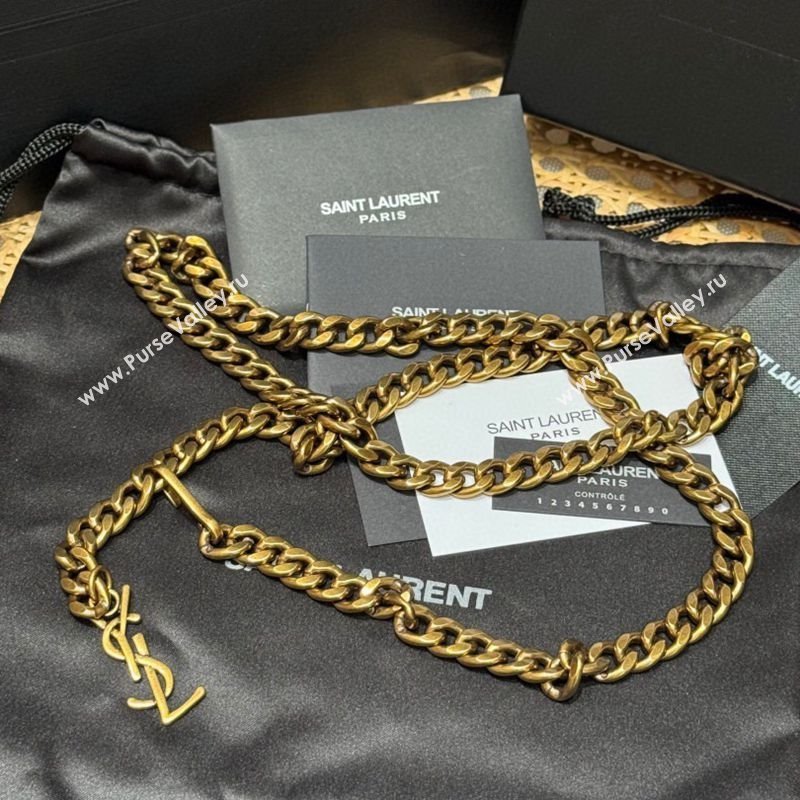 Saint Laurent YSL Metal-tone Chain Belt Aged Gold 2025 0724 (99-250724152)