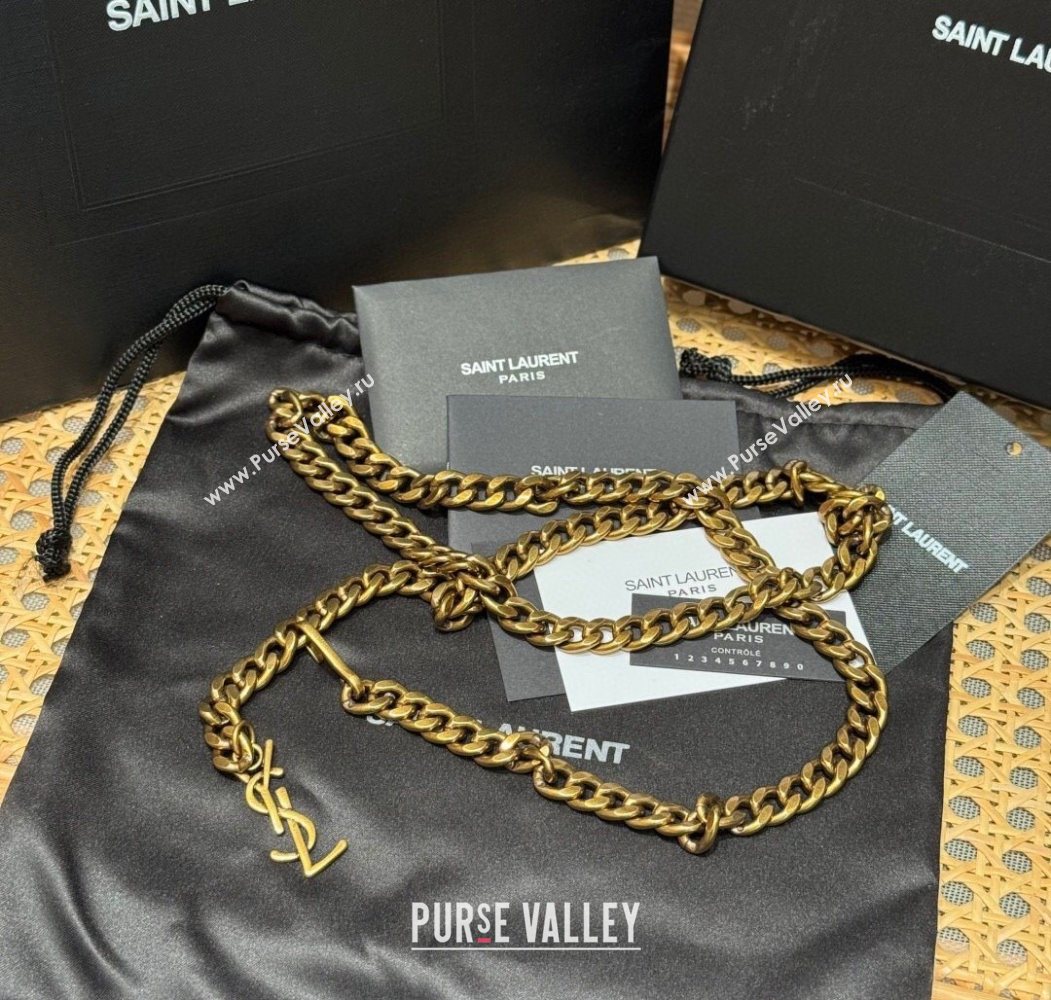 Saint Laurent YSL Metal-tone Chain Belt Aged Gold 2025 0724 (99-250724152)