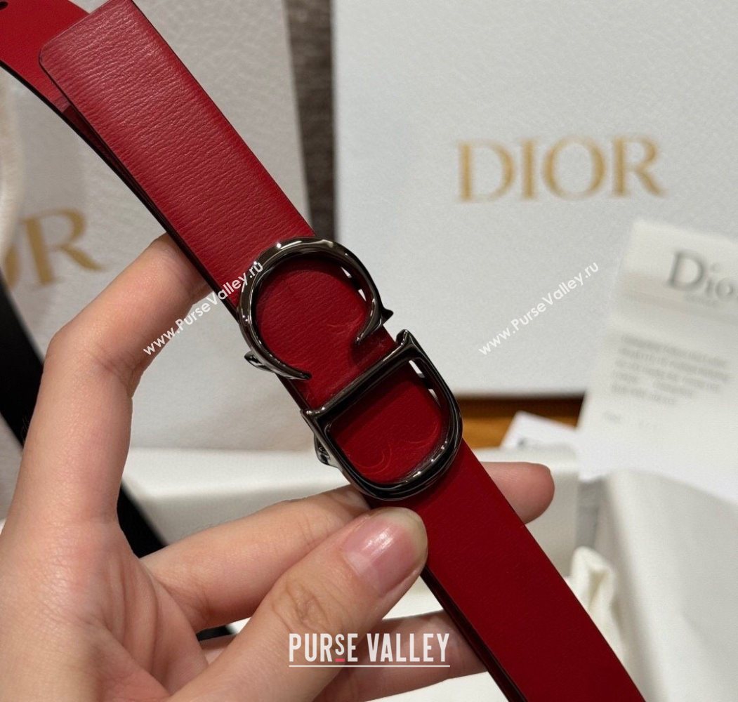 Dior CD Buckle Reversible Belt 2cm in Smooth Leather Red 2025 DR2012025 (99-250725036)