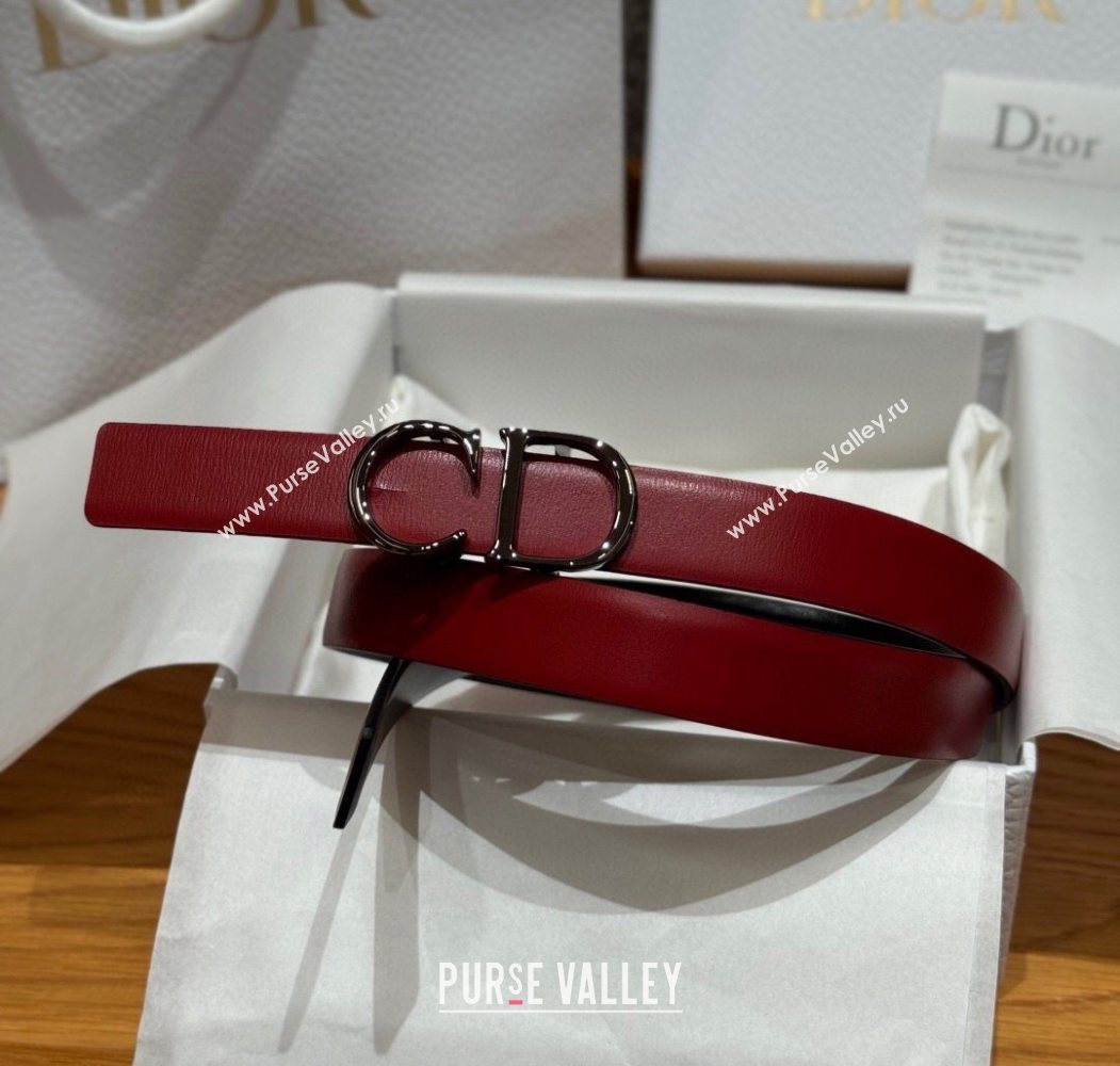 Dior CD Buckle Reversible Belt 2cm in Smooth Leather Red 2025 DR2012025 (99-250725036)