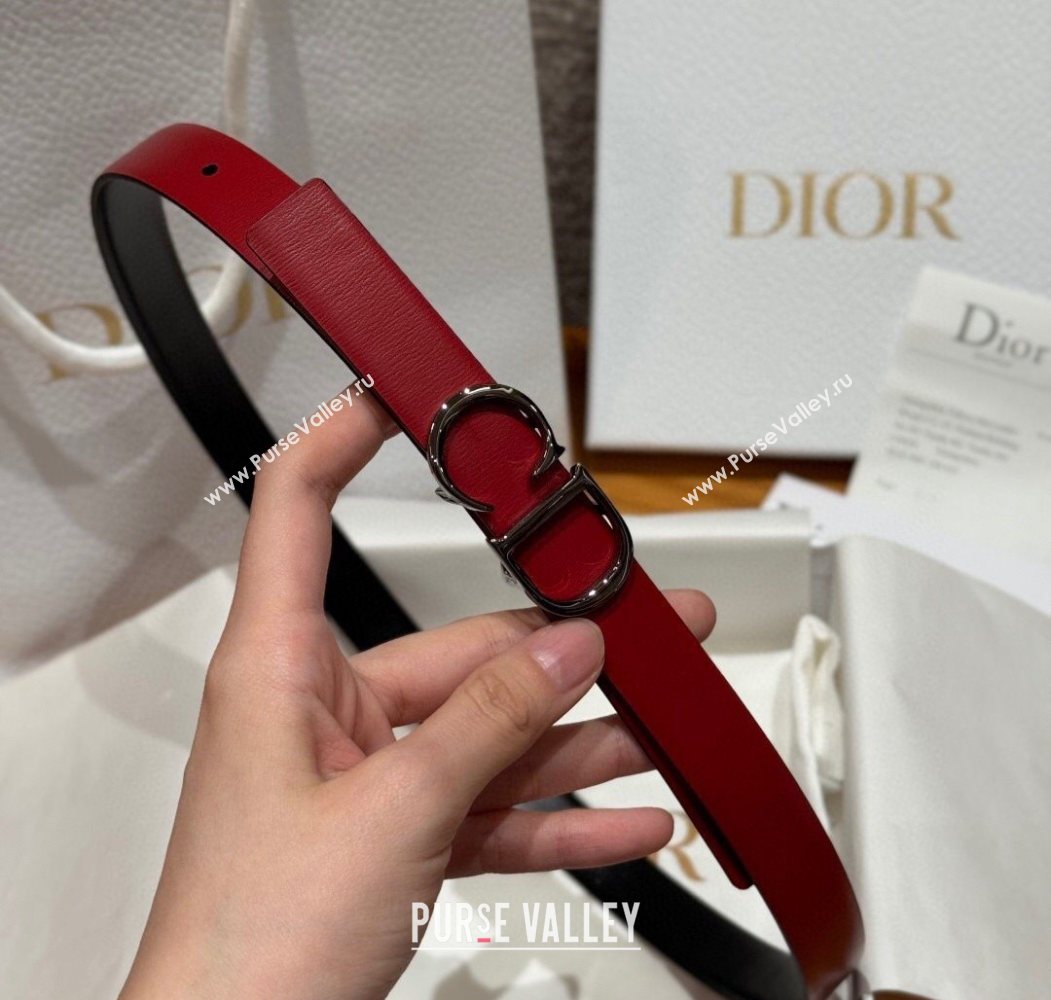 Dior CD Buckle Reversible Belt 2cm in Smooth Leather Red 2025 DR2012025 (99-250725036)