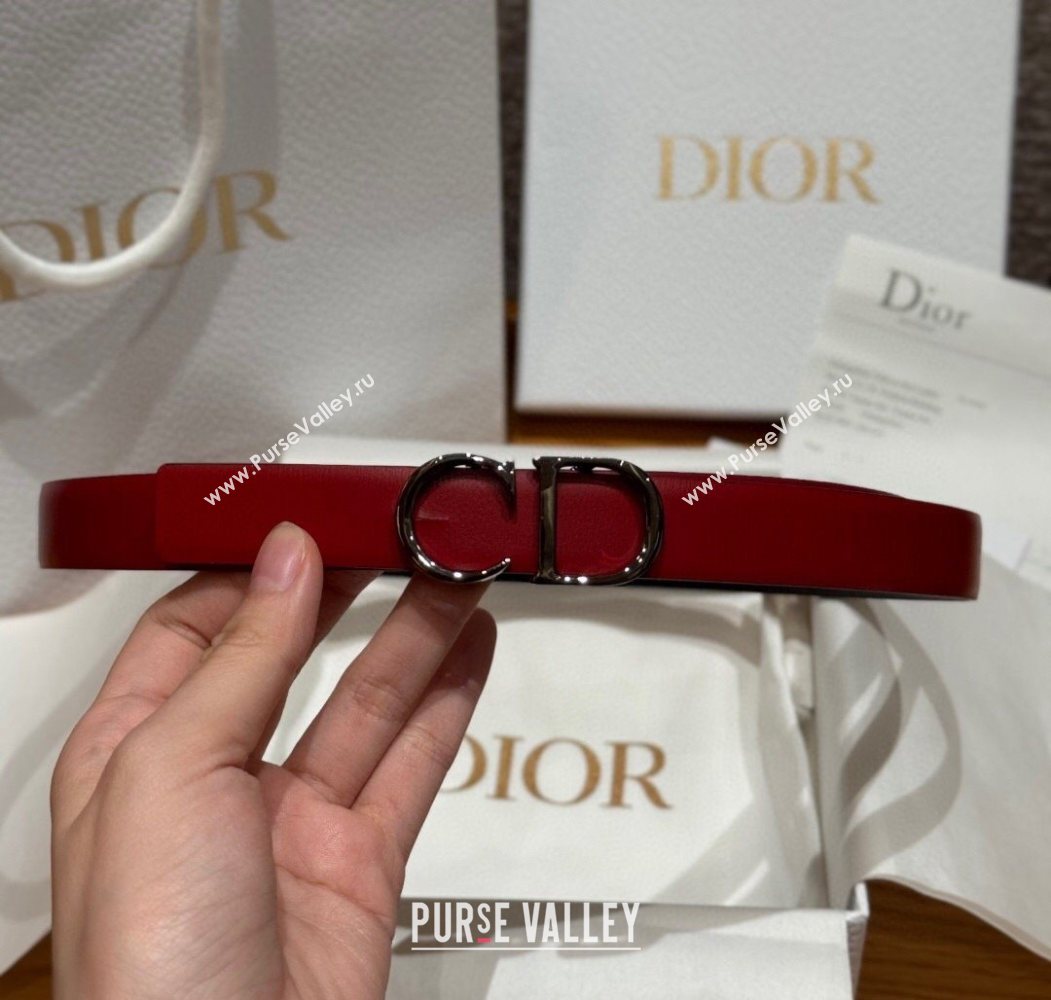 Dior CD Buckle Reversible Belt 2cm in Smooth Leather Red 2025 DR2012025 (99-250725036)