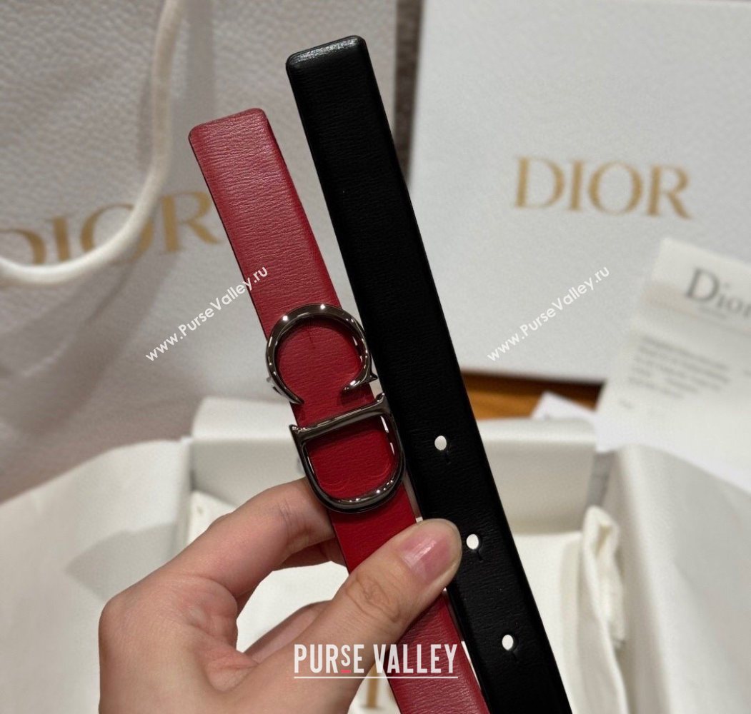 Dior CD Buckle Reversible Belt 2cm in Smooth Leather Red 2025 DR2012025 (99-250725036)