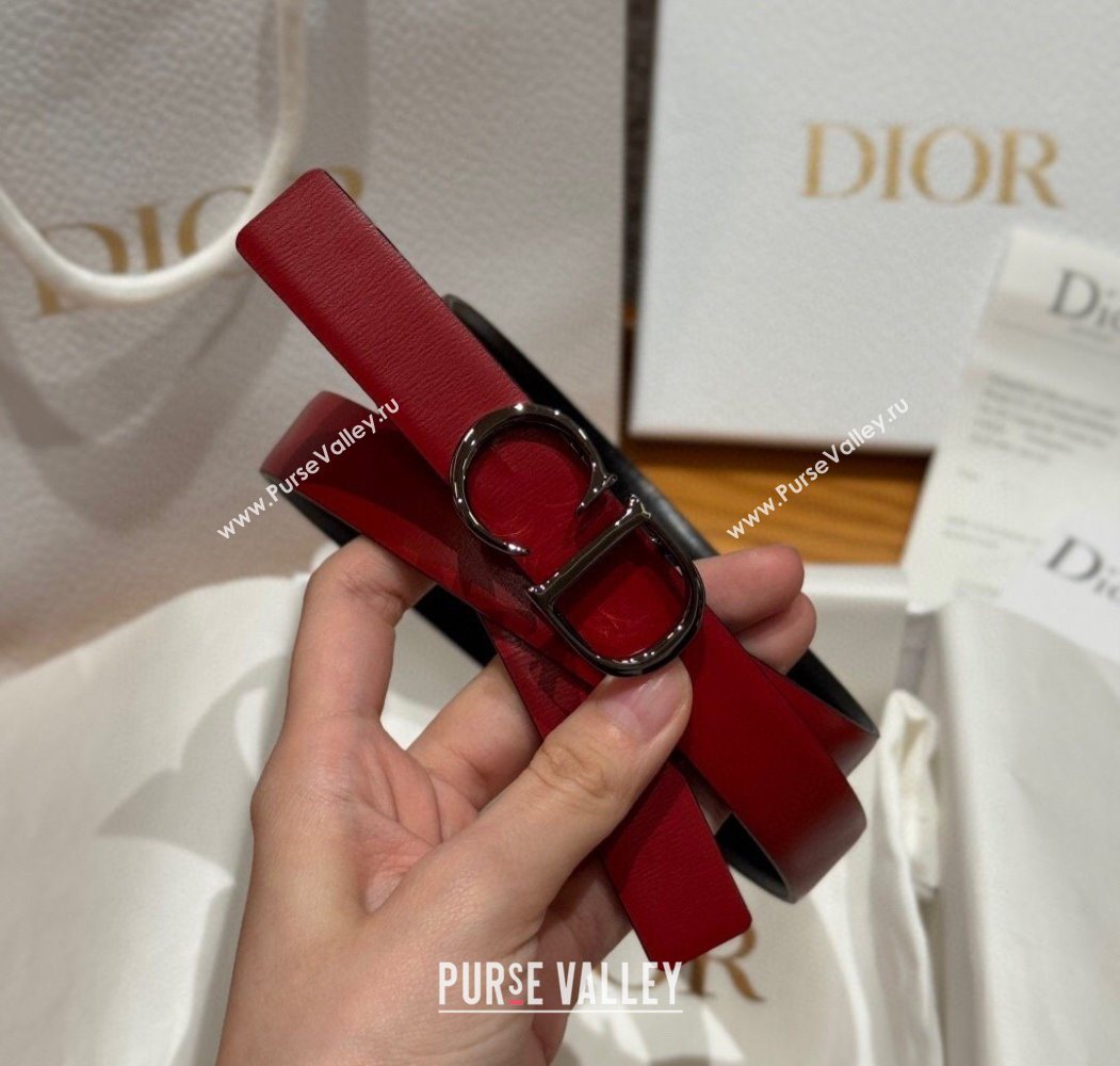 Dior CD Buckle Reversible Belt 2cm in Smooth Leather Red 2025 DR2012025 (99-250725036)