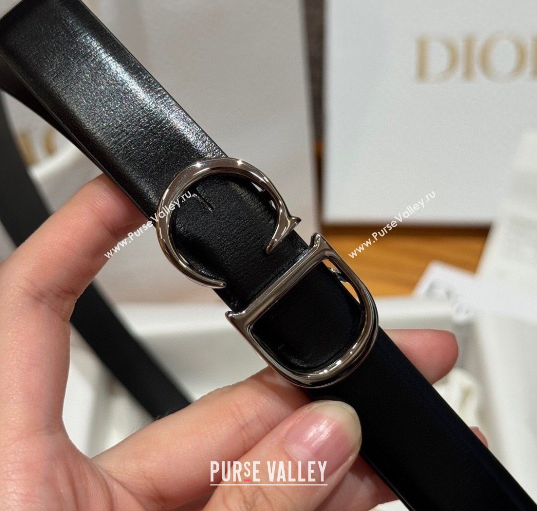 Dior CD Buckle Reversible Belt 2cm in Smooth Leather Black 2025 DR2012025 (99-250725037)