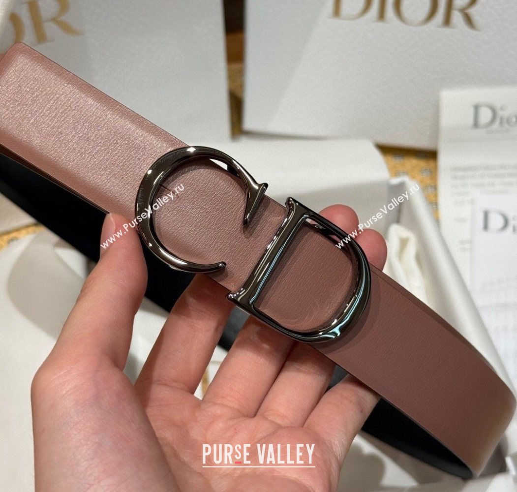 Dior CD Buckle Reversible Belt 3.5cm in Smooth Leather Powder 2025 DR2013025 (99-250725049)