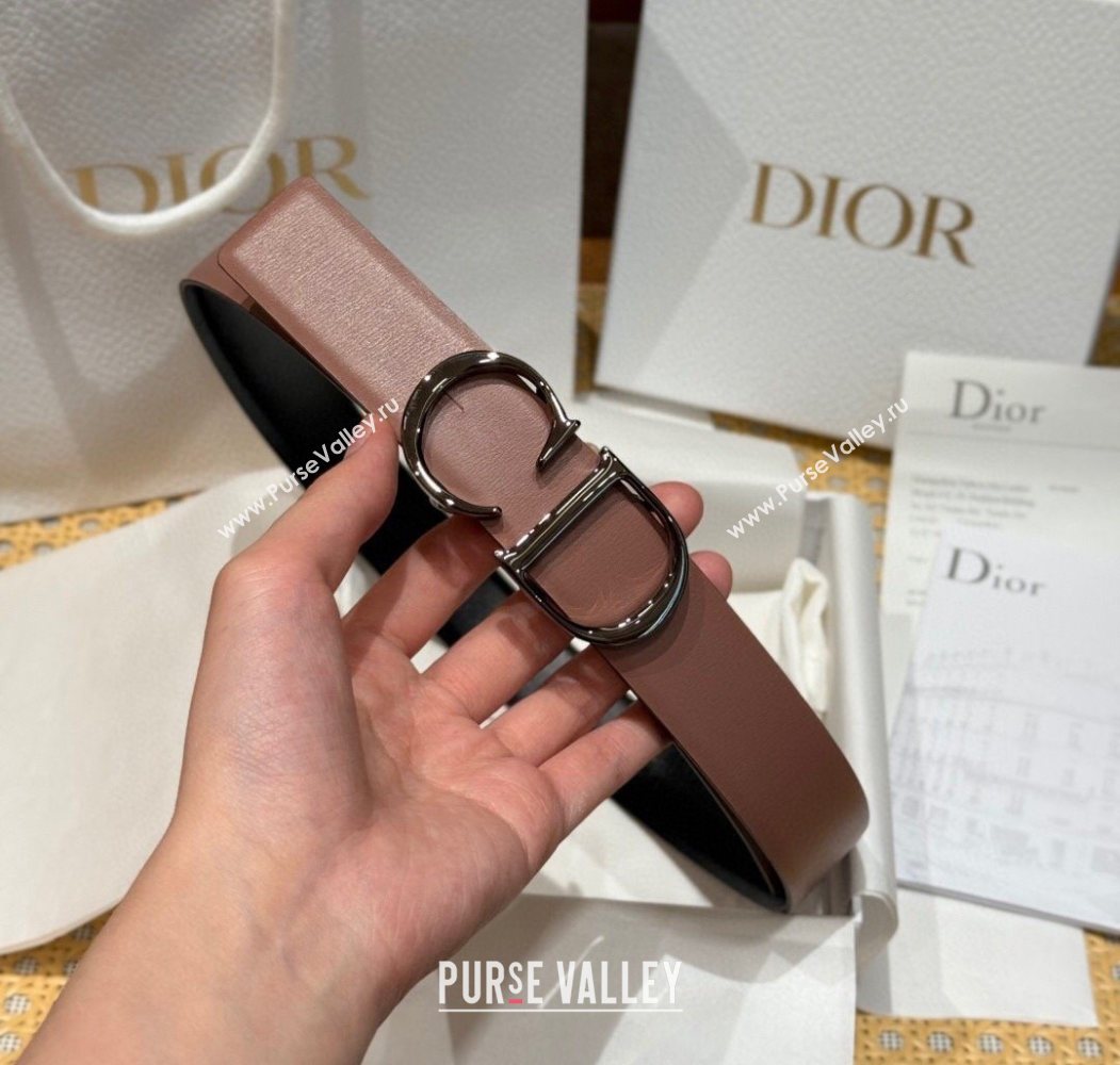 Dior CD Buckle Reversible Belt 3.5cm in Smooth Leather Powder 2025 DR2013025 (99-250725049)