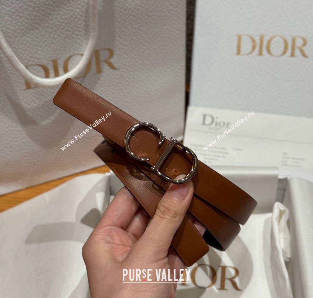 Dior CD Buckle Reversible Belt 2cm in Smooth Leather Brown 2025 DR2012025 (99-250725038)