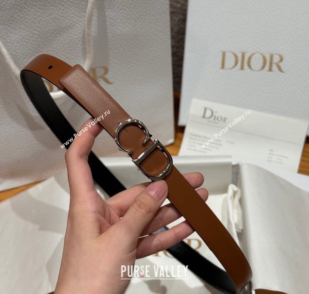 Dior CD Buckle Reversible Belt 2cm in Smooth Leather Brown 2025 DR2012025 (99-250725038)