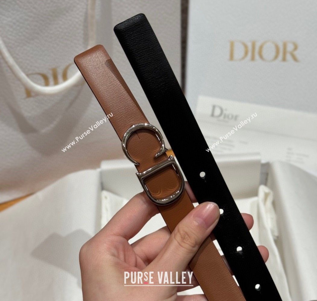 Dior CD Buckle Reversible Belt 2cm in Smooth Leather Brown 2025 DR2012025 (99-250725038)