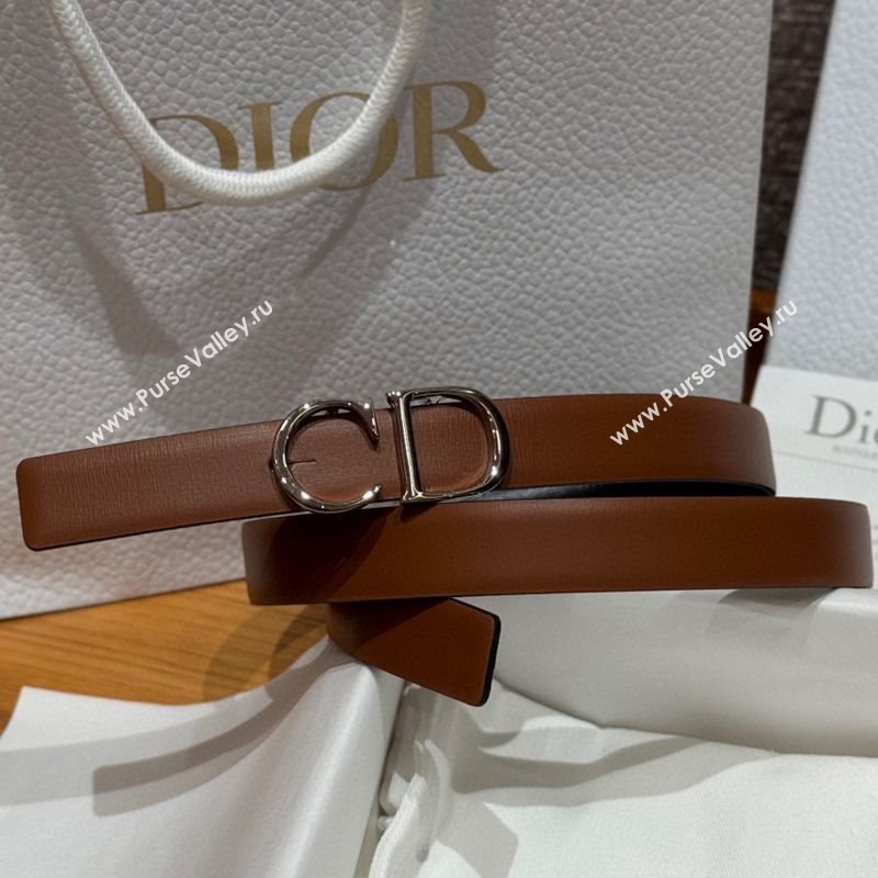 Dior CD Buckle Reversible Belt 2cm in Smooth Leather Brown 2025 DR2012025 (99-250725038)