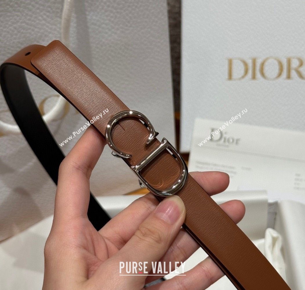 Dior CD Buckle Reversible Belt 2cm in Smooth Leather Brown 2025 DR2012025 (99-250725038)