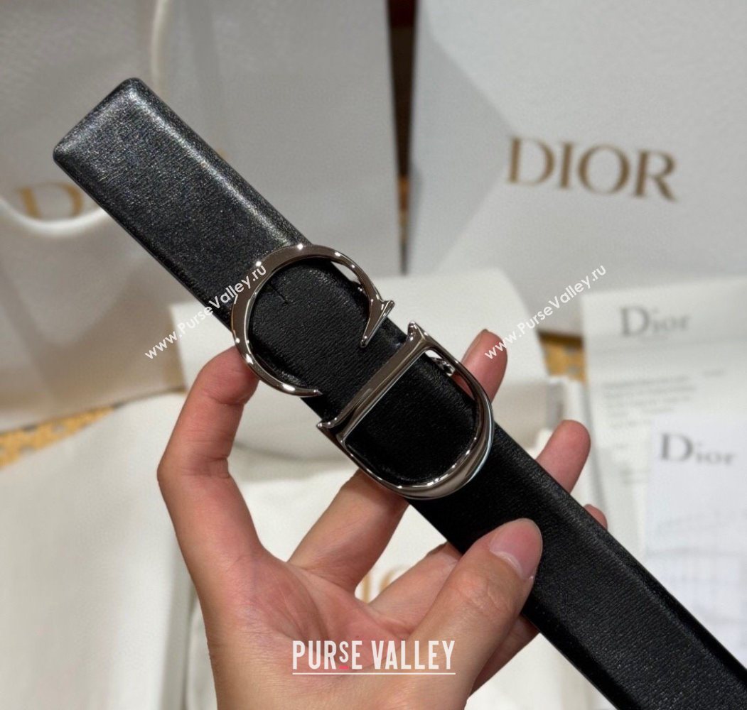 Dior CD Buckle Reversible Belt 3.5cm in Smooth Leather Black 2025 DR2013025 (99-250725042)