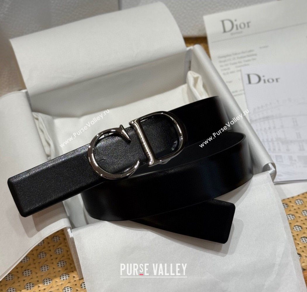 Dior CD Buckle Reversible Belt 3.5cm in Smooth Leather Black 2025 DR2013025 (99-250725042)