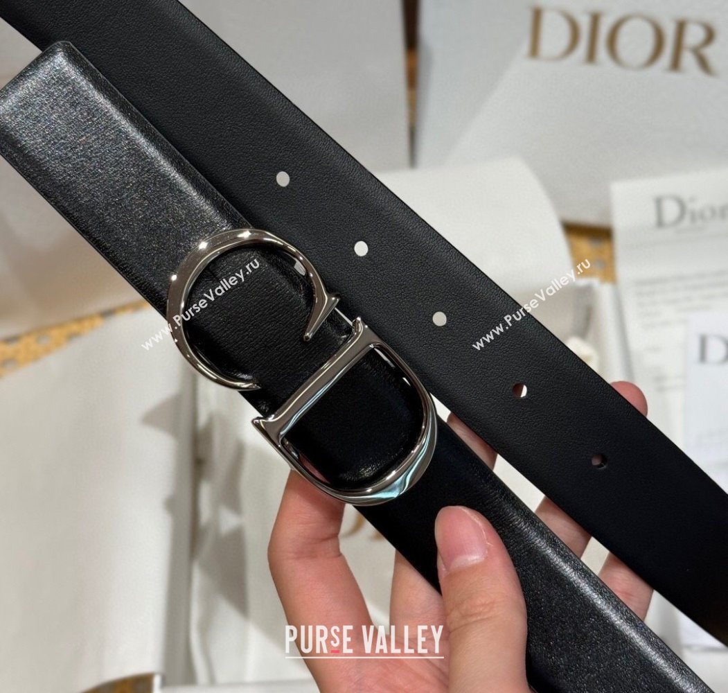 Dior CD Buckle Reversible Belt 3.5cm in Smooth Leather Black 2025 DR2013025 (99-250725042)
