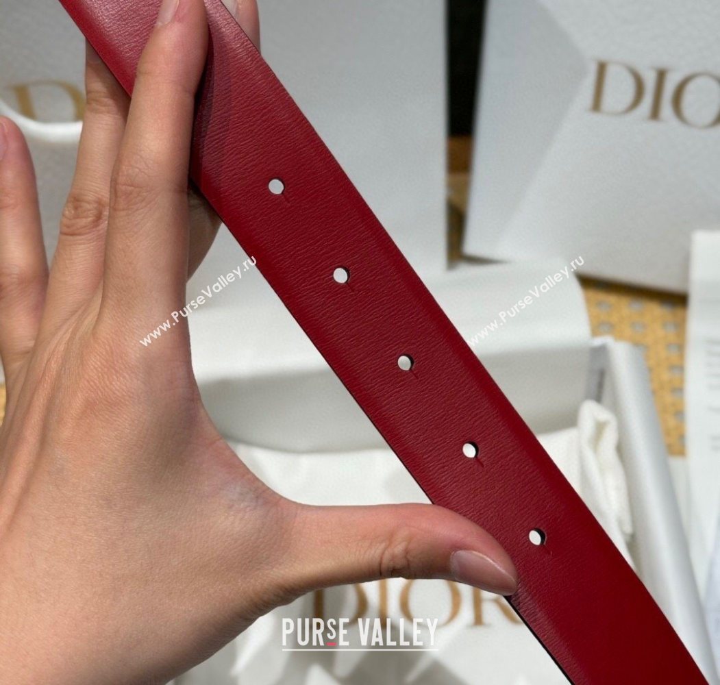 Dior CD Buckle Reversible Belt 3.5cm in Smooth Leather Red 2025 DR2013025 (99-250725043)