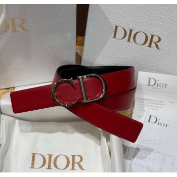 Dior CD Buckle Reversible Belt 3.5cm in Smooth Leather Red 2025 DR2013025 (99-250725043)