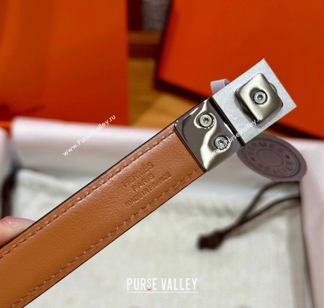 Hermes Womens Rivale Belt 1.8cm with Two Medor Studs and Ring Buckle Black/Silver 2025 (99-250725022)