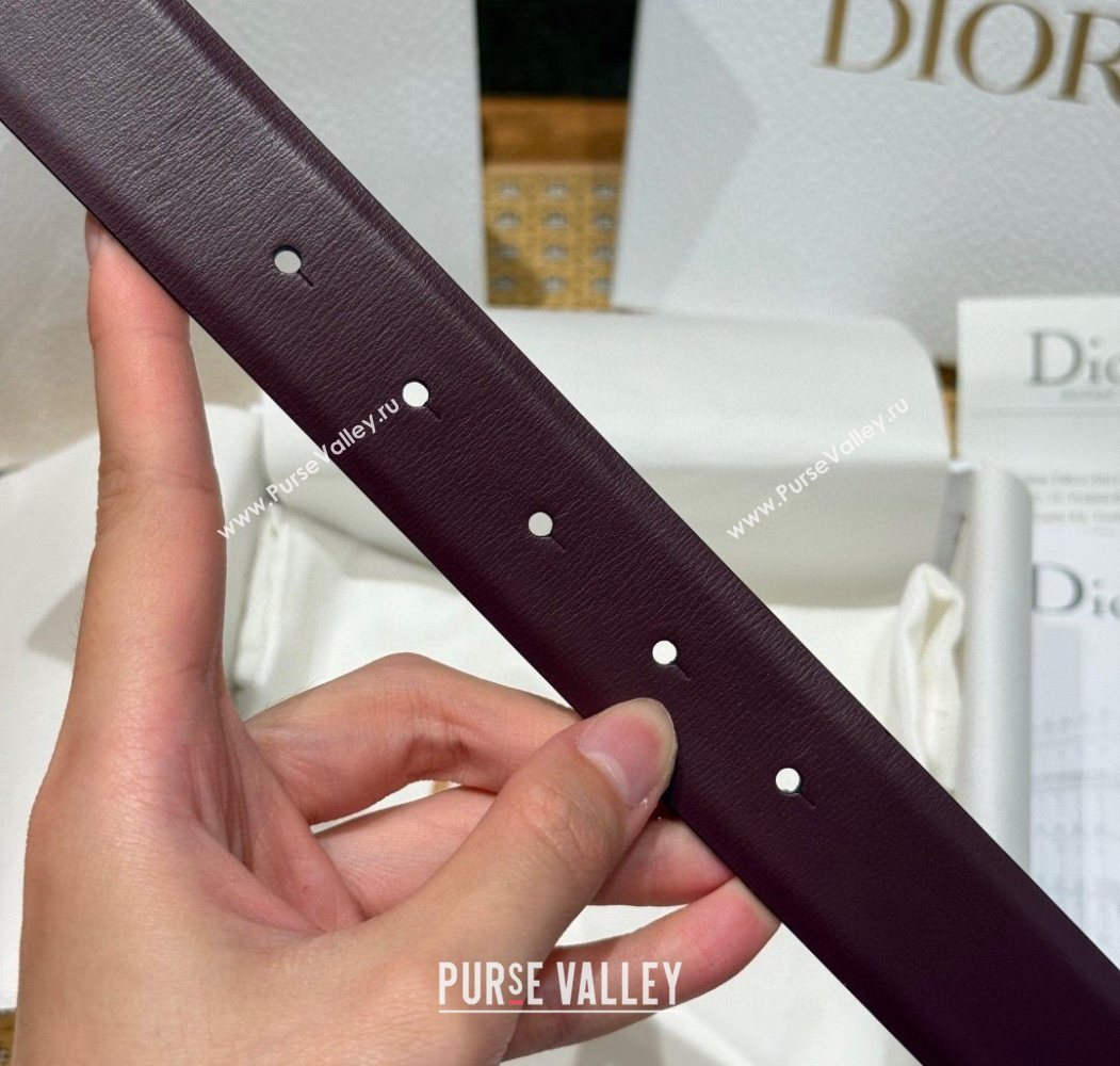 Dior CD Buckle Reversible Belt 3.5cm in Smooth Leather Dark Burgundy 2025 DR2013025 (99-250725045)