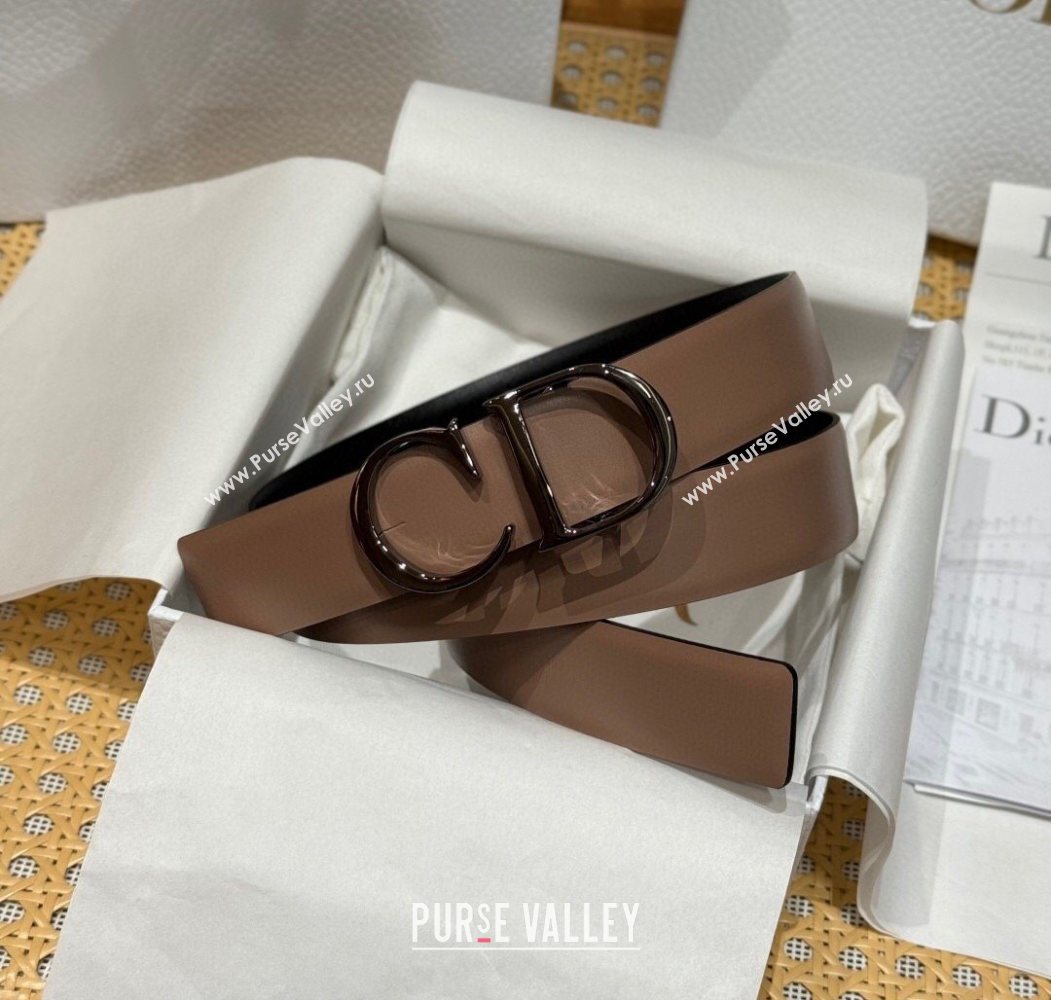 Dior CD Buckle Reversible Belt 3.5cm in Smooth Leather Beige 2025 DR2013025 (99-250725046)