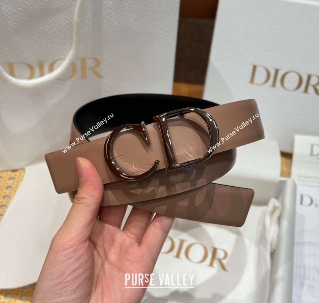 Dior CD Buckle Reversible Belt 3.5cm in Smooth Leather Beige 2025 DR2013025 (99-250725046)