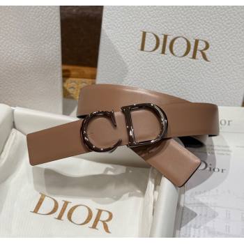 Dior CD Buckle Reversible Belt 3.5cm in Smooth Leather Beige 2025 DR2013025 (99-250725046)
