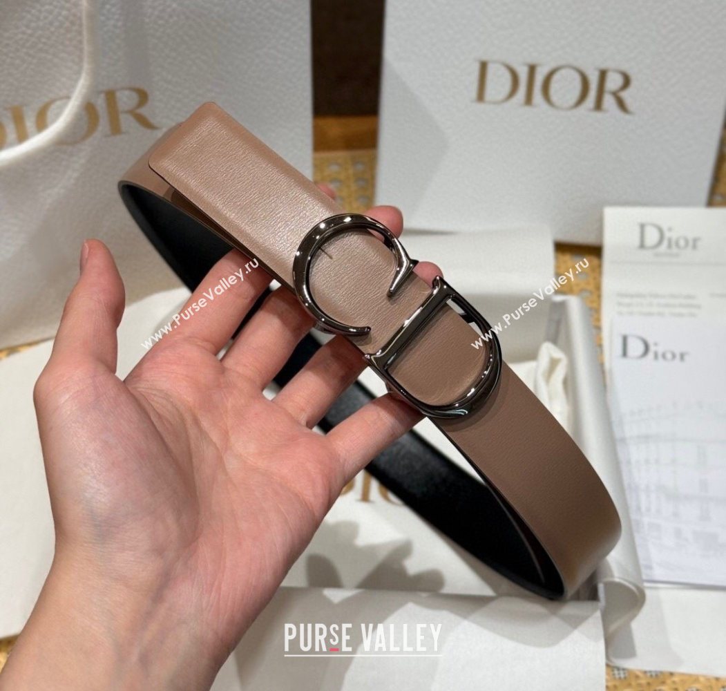 Dior CD Buckle Reversible Belt 3.5cm in Smooth Leather Beige 2025 DR2013025 (99-250725046)