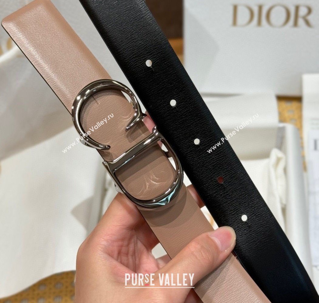 Dior CD Buckle Reversible Belt 3.5cm in Smooth Leather Beige 2025 DR2013025 (99-250725046)