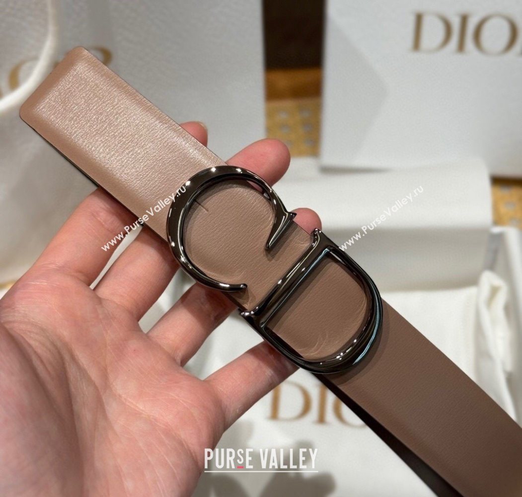 Dior CD Buckle Reversible Belt 3.5cm in Smooth Leather Beige 2025 DR2013025 (99-250725046)