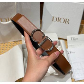 Dior CD Buckle Reversible Belt 3.5cm in Smooth Leather Brown 2025 DR2013025 (99-250725048)