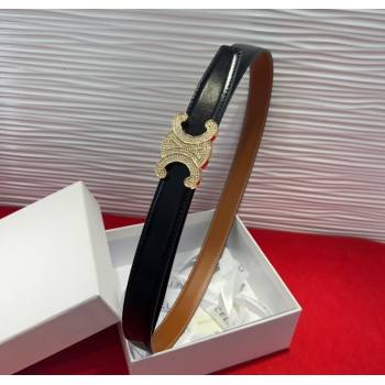 Celine Triomphe Calf Leather Belt 2.5cm with Strass Buckle Black 2025 CL2013025 (99-250725050)