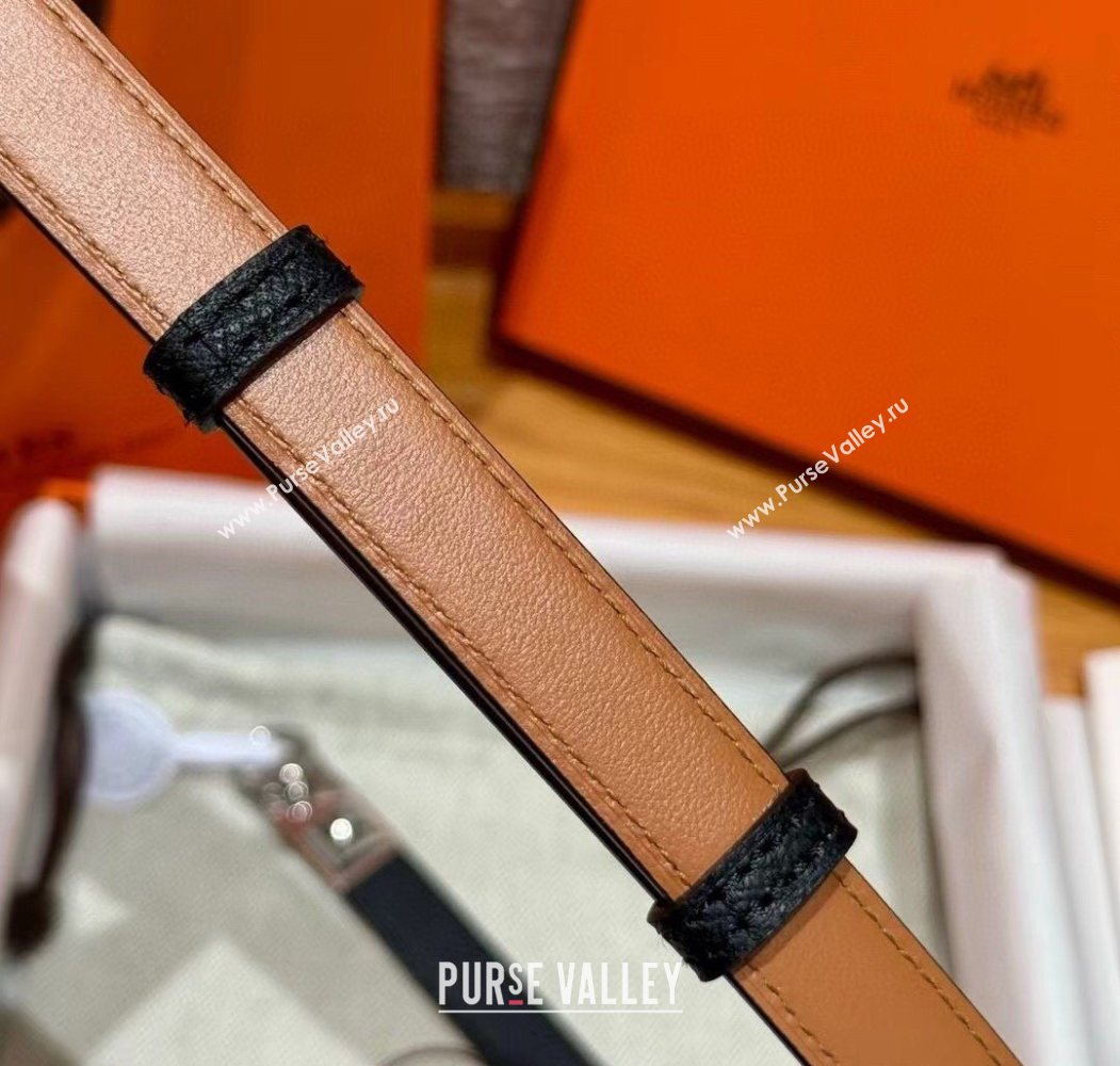 Hermes Womens Rivale Belt 1.8cm with Two Medor Studs and Ring Buckle Black/Silver 2025 (99-250725022)