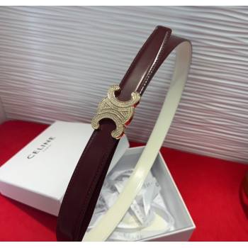 Celine Triomphe Calf Leather Belt 2.5cm with Strass Buckle Dark Brown 2025 CL2013025 (99-250725052)