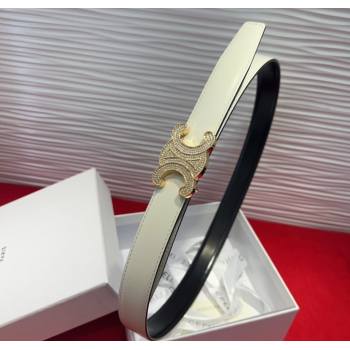 Celine Triomphe Calf Leather Belt 2.5cm with Strass Buckle White 2025 CL2013025 (99-250725053)