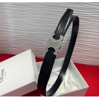 Celine Triomphe Calf Leather Belt 2.5cm with Strass Buckle Black 2025 CL2013025 (99-250725054)