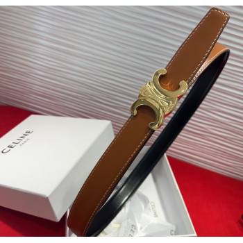 Celine Triomphe Calf Leather Belt 2.5cm with Gold-Tone Buckle Brown 2025 CL2012025 (99-250725055)