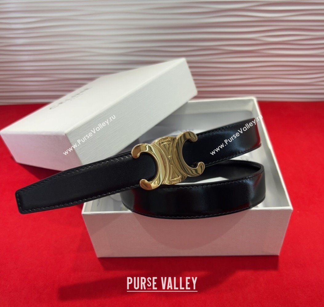 Celine Triomphe Calf Leather Belt 2.5cm with Gold-Tone Buckle Black 2025 CL2012025 (99-250725056)