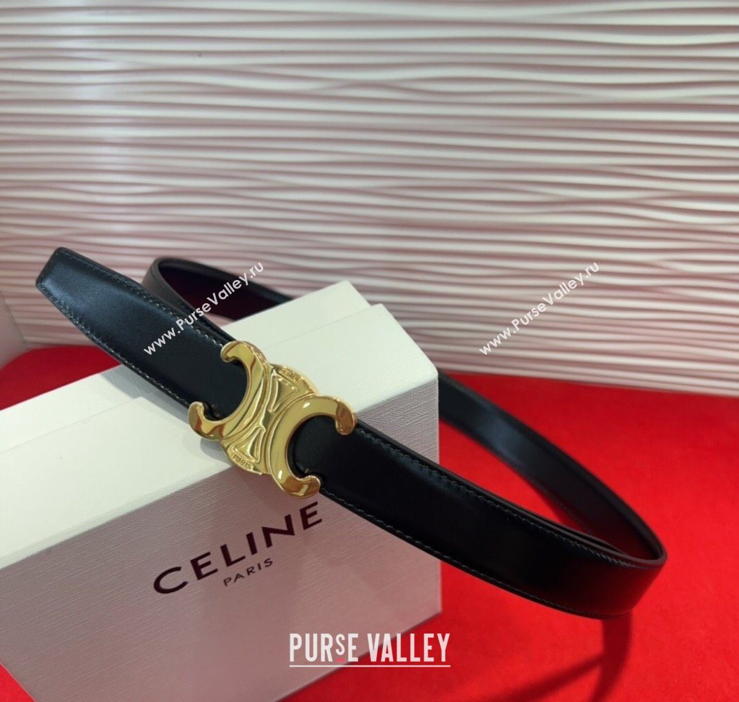 Celine Triomphe Calf Leather Belt 2.5cm with Gold-Tone Buckle Black 2025 CL2012025 (99-250725056)