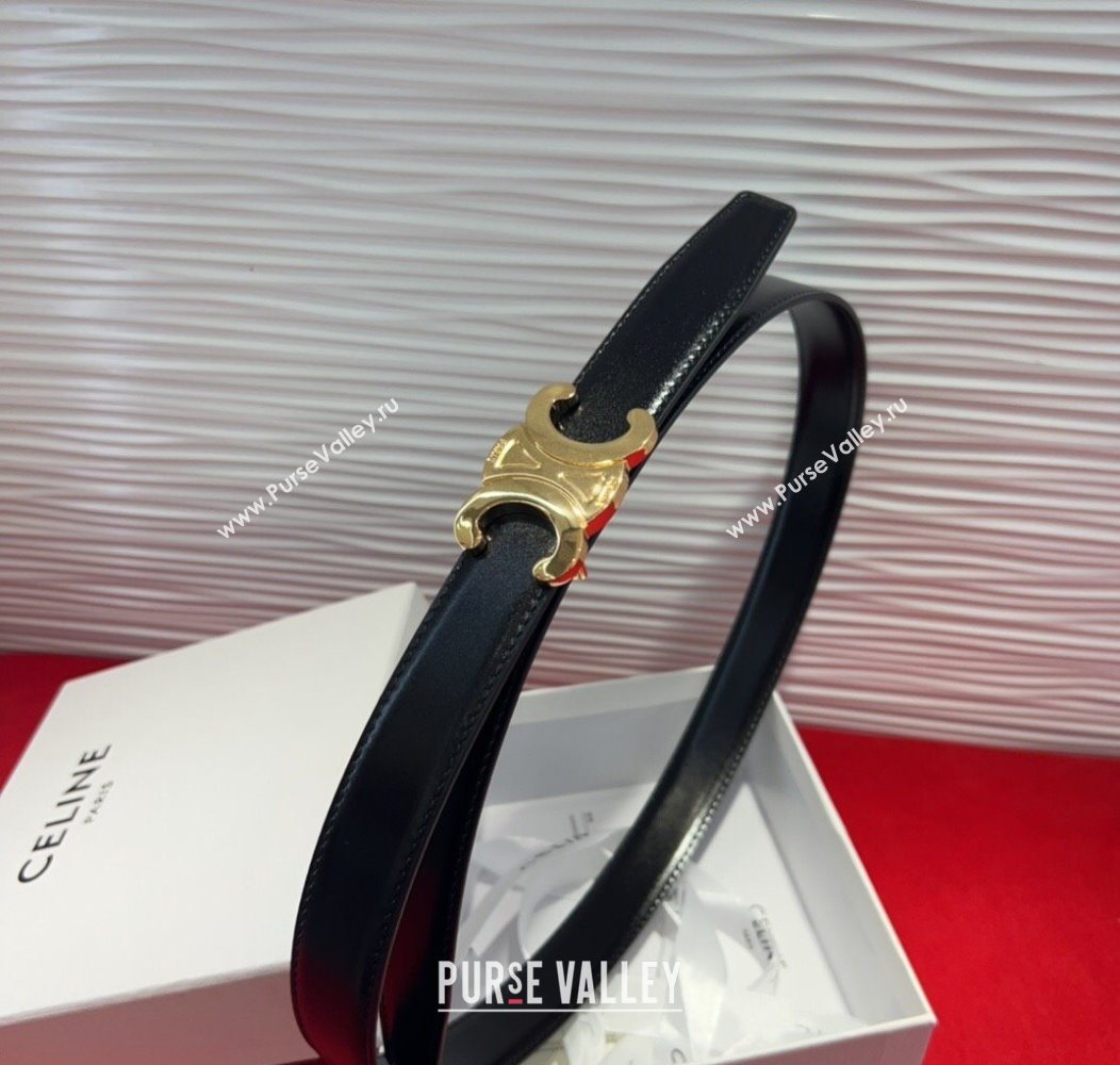 Celine Triomphe Calf Leather Belt 2.5cm with Gold-Tone Buckle Black 2025 CL2012025 (99-250725056)