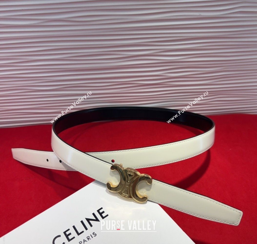 Celine Triomphe Calf Leather Belt 2.5cm with Gold-Tone Buckle White 2025 CL2012025 (99-250725057)