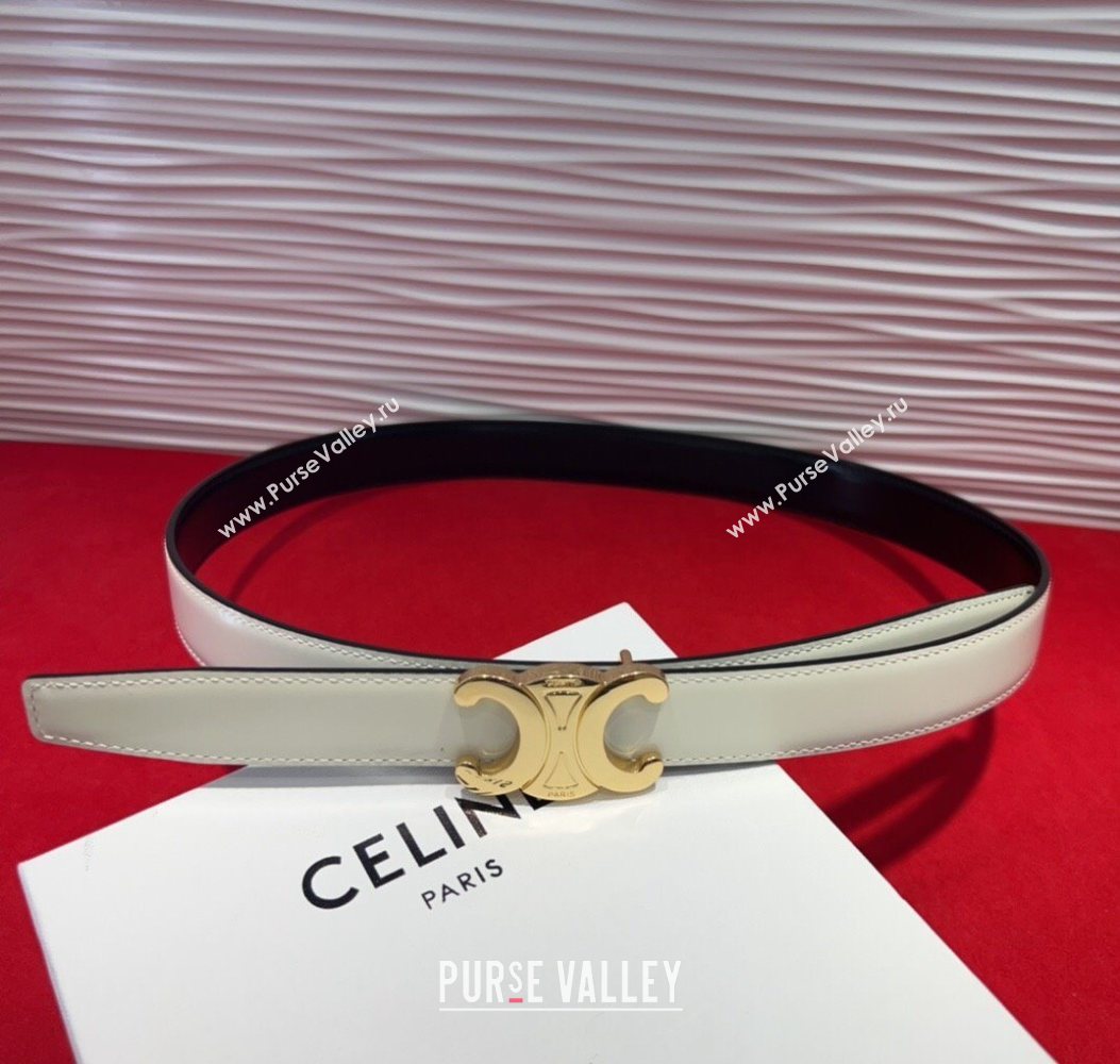 Celine Triomphe Calf Leather Belt 2.5cm with Gold-Tone Buckle White 2025 CL2012025 (99-250725057)