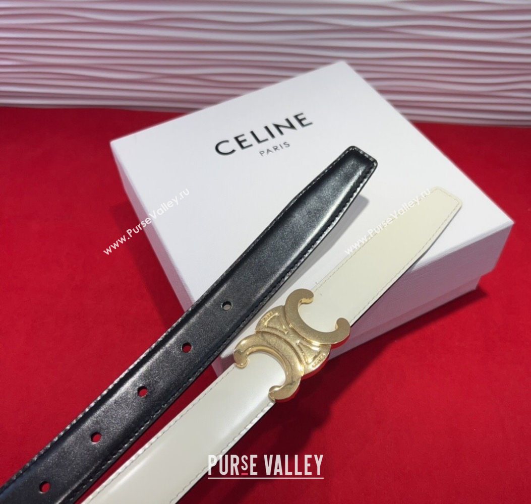 Celine Triomphe Calf Leather Belt 2.5cm with Gold-Tone Buckle White 2025 CL2012025 (99-250725057)