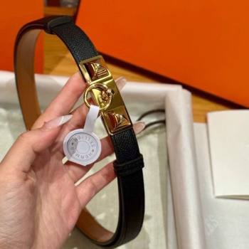 Hermes Womens Rivale Belt 1.8cm with Two Medor Studs and Ring Buckle Black/Gold 2025 (99-250725023)