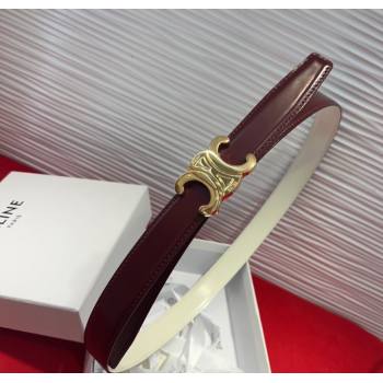 Celine Triomphe Calf Leather Belt 2.5cm with Gold-Tone Buckle Dark Brown 2025 CL2012025 (99-250725058)
