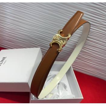 Celine Triomphe Calf Leather Belt 2.5cm with Gold-Tone Buckle Tan Brown 2025 CL2012025 (99-250725059)