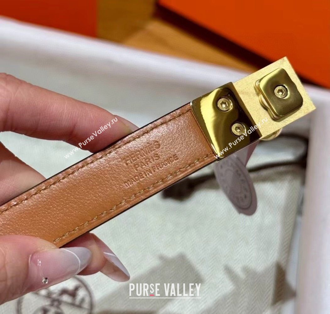 Hermes Womens Rivale Belt 1.8cm with Two Medor Studs and Ring Buckle Black/Gold 2025 (99-250725023)