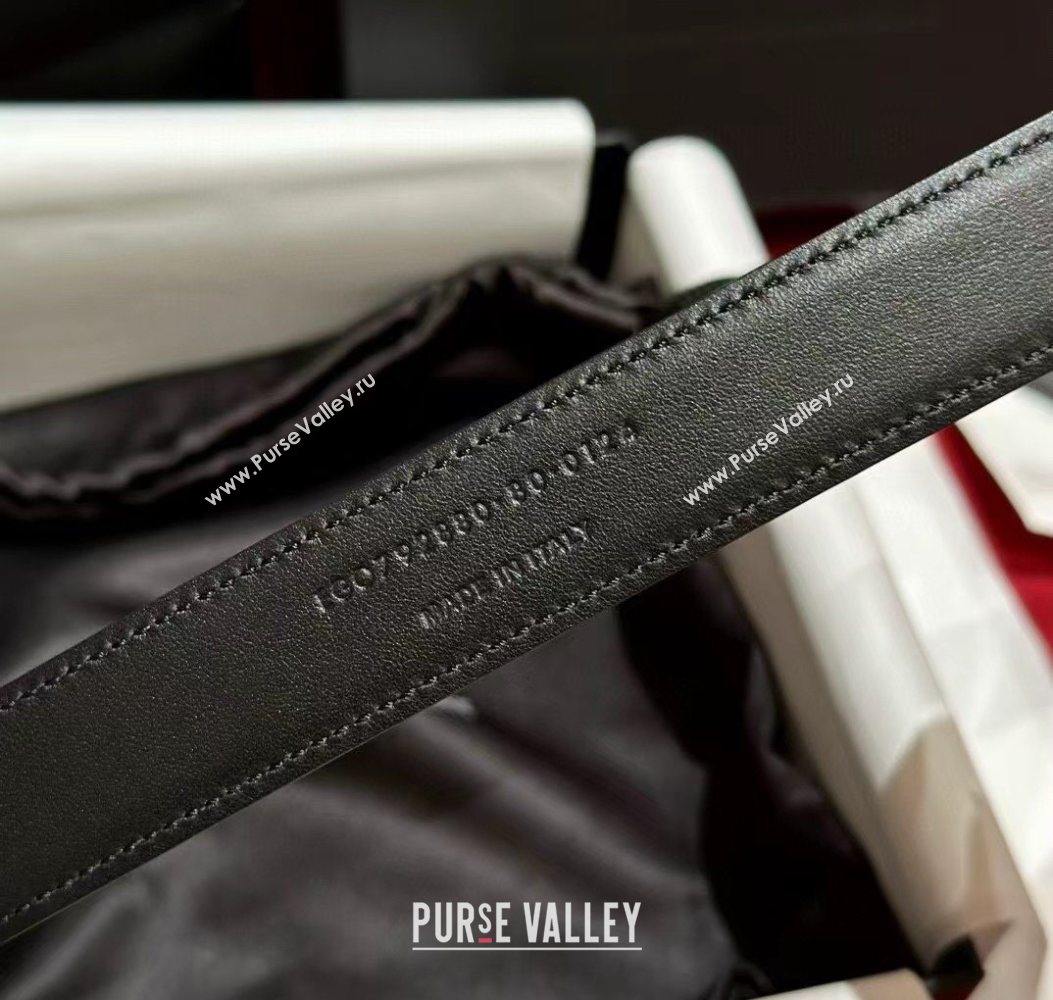 Saint Laurent Womens Supple Calfskin Leather Belt 2.5cm with Maxi YSL Buckle White/Aged Gold 2025 (99-250725063)