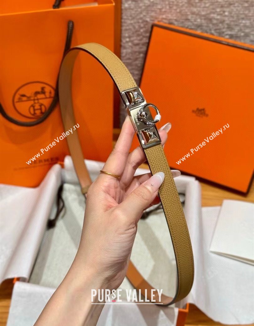 Hermes Womens Rivale Belt 1.8cm with Two Medor Studs and Ring Buckle Yellow/Silver 2025 (99-250725024)